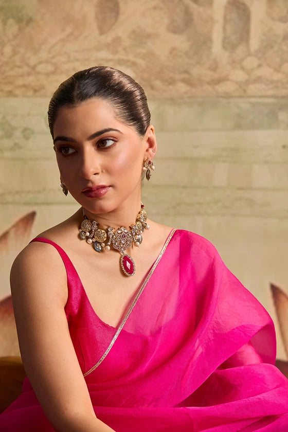 Xago Ruby-Accent Polki Choker Necklace Set