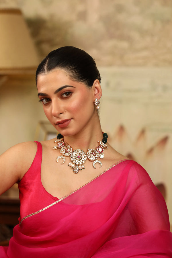 Le Navya Drop Kundan Pearl Stud Earring Brass XAGO Luxe