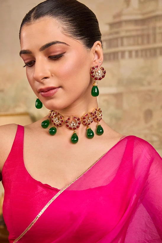 Xago Ruby Emerald Choker Set Teardrop