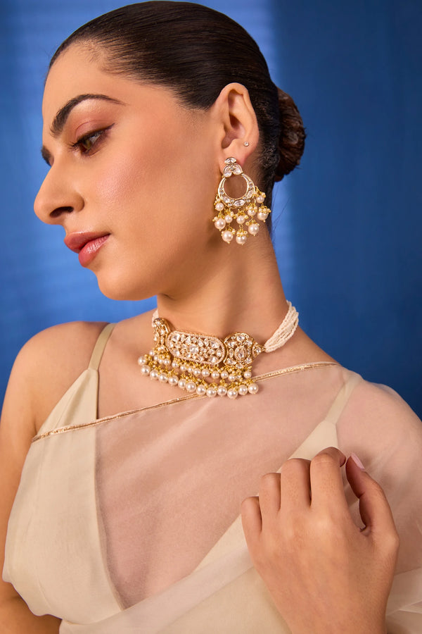 Muktakantha — XAGO Kundan Pearl Choker Set in 22K gold-plated brass, handcrafted by XAGO