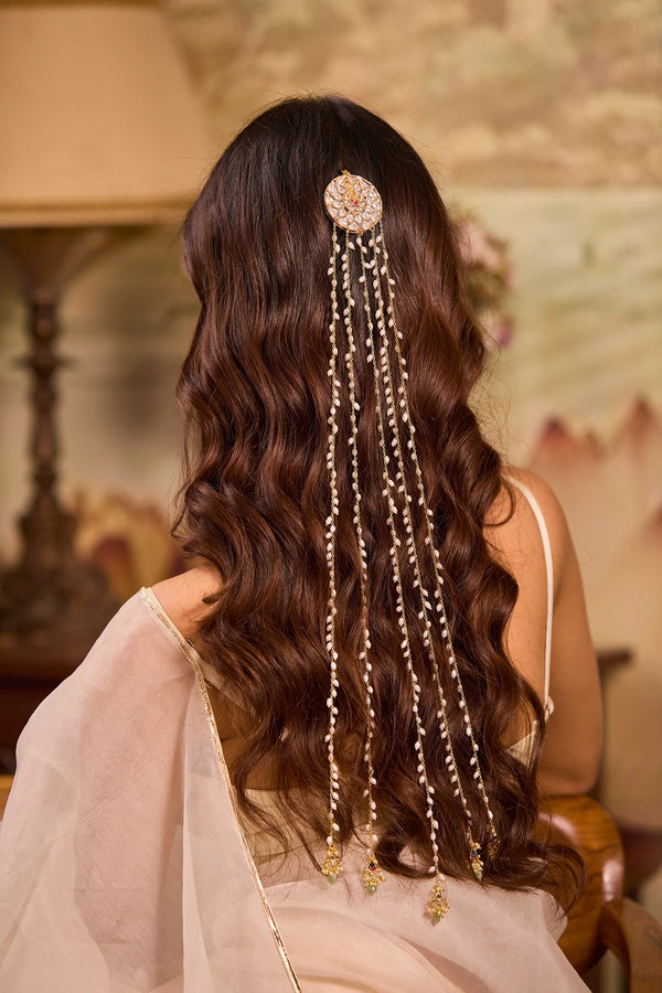 Mauktikashikha — XAGO Hair Pin With Real Pearl in 22K gold-plated brass, handcrafted by XAGO