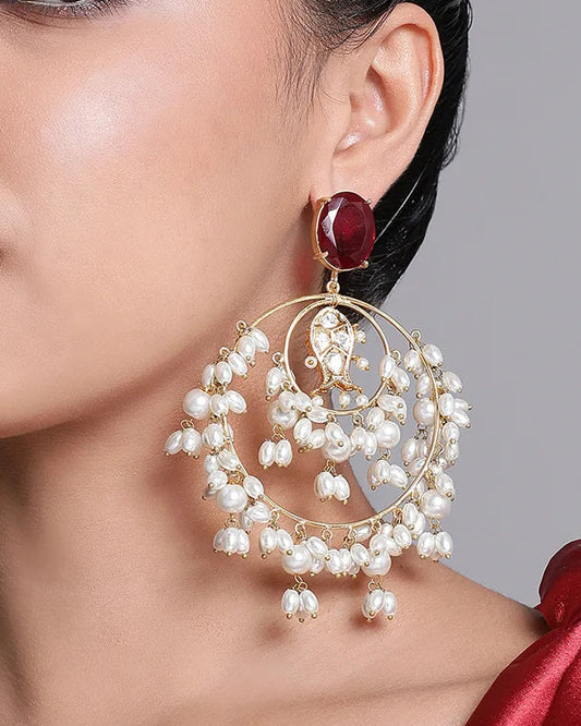 XAGO Le Agapi Pearl & Red Onyx Hoop Earrings