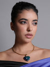 LE KANN GOLD PLATED STONE STUDDED HEART SHAPED  PENDANT jewellery in 24K gold plating | XAGO Luxe