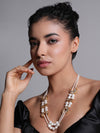 LE MATAO MOISSANITEAND PEARL LONG NECKLACE jewellery in 24K gold plating | XAGO Luxe