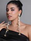 LE ANETHEIA PEARL & MOISSANITE LONG EARRINGS jewellery in 24K gold plating | XAGO Luxe
