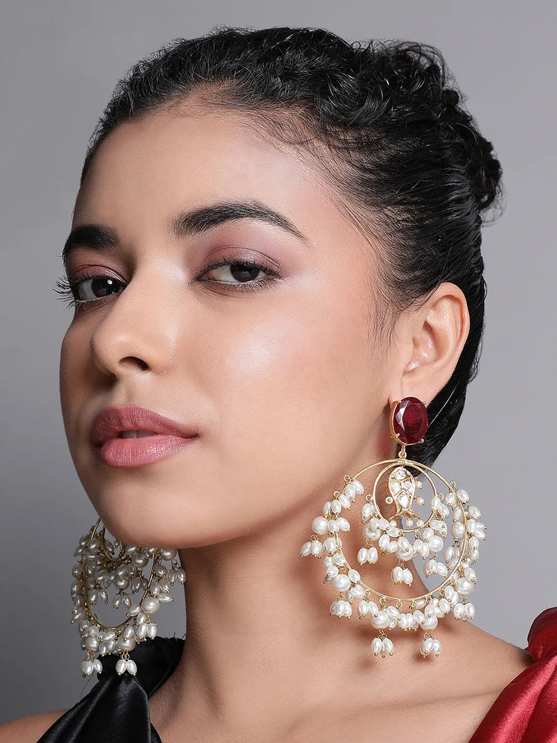 XAGO Le Agapi Pearl & Red Onyx Hoop Earrings