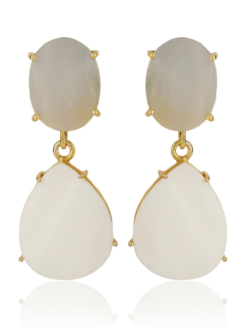 AVANI MOTHER OF PEARL CONVERTIBLE DROP EARRINGS jewellery in 24K gold plating | XAGO Luxe