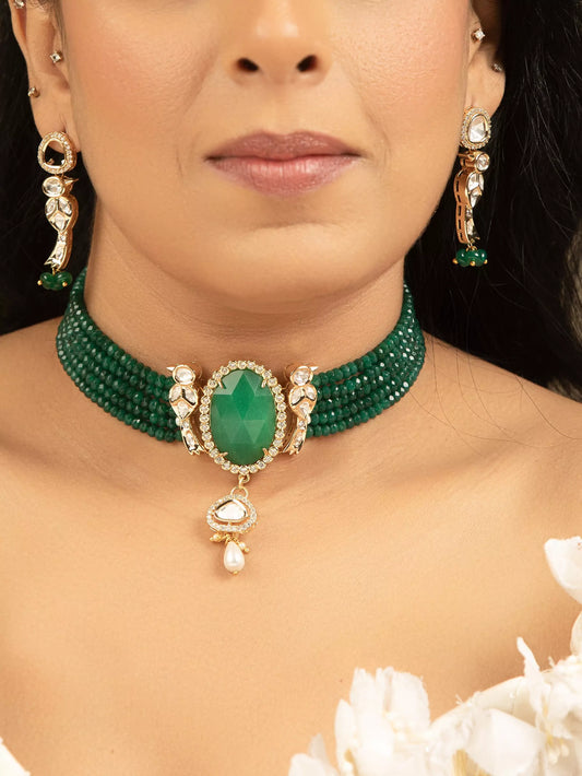 Sanhita Luxe Green Choker Necklace Set