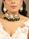 Sangani Gold Green and White Chokar Necklace Set
