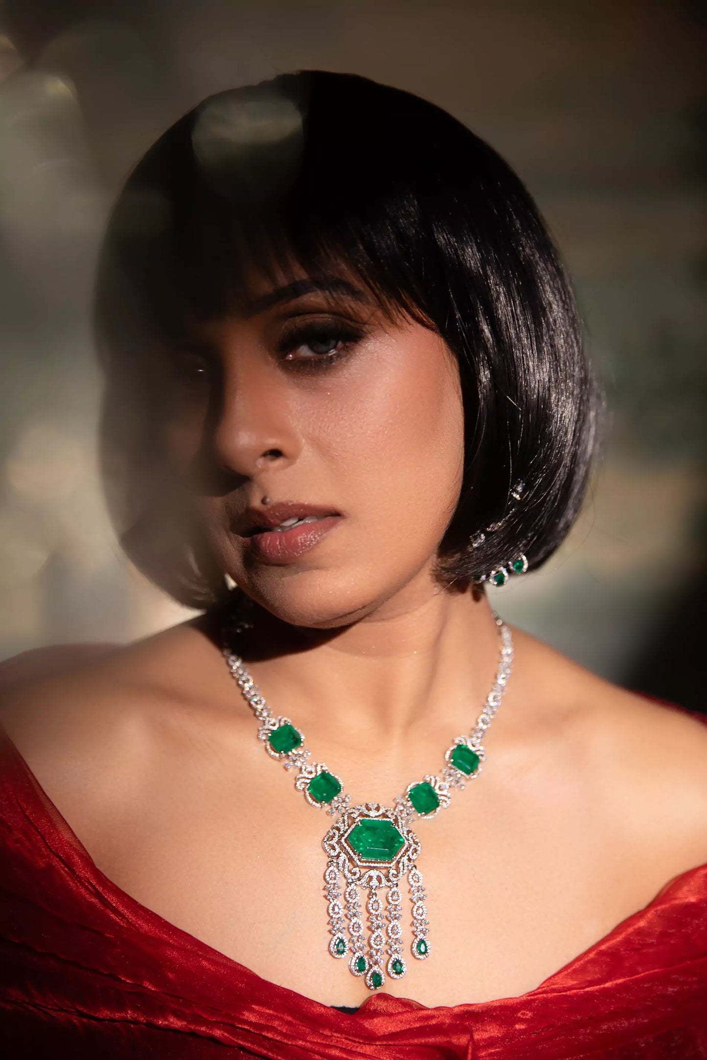 Ariadana Green Doublet Stone Long Necklace