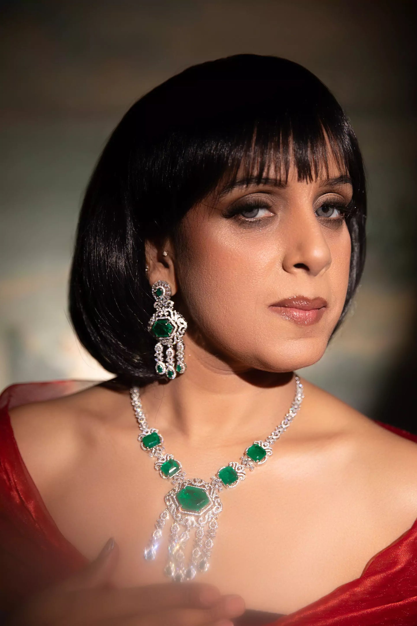 Ariadana Green Doublet Stone Long Necklace