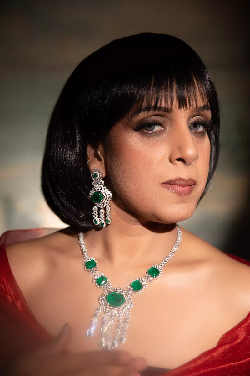 Ariadana Green Doublet Stone Long Necklace