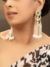 Kasika Green Stone and Moissanite Polki and Pearls Danglers