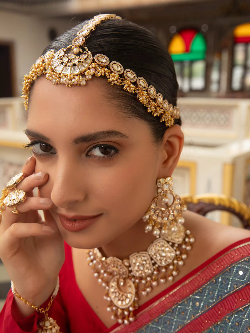 Mahira Kundan Polki & Pearl Bridal Choker Necklace