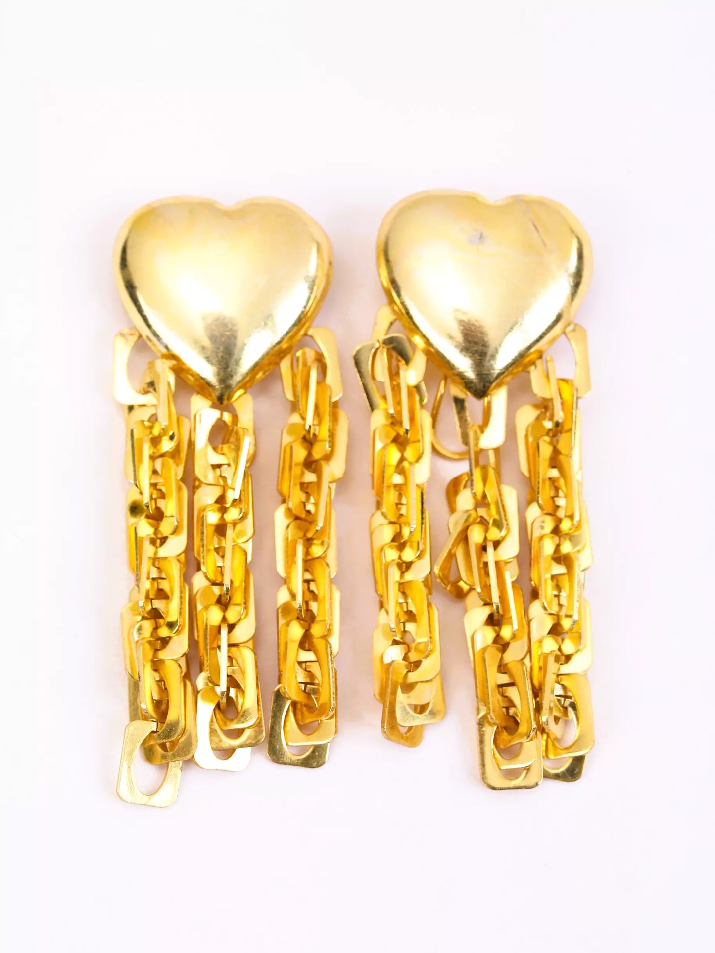 Xago Lovique Tassel Earrings in 22K Gold Finish | Heart Statement Earrings with Chain Tassels