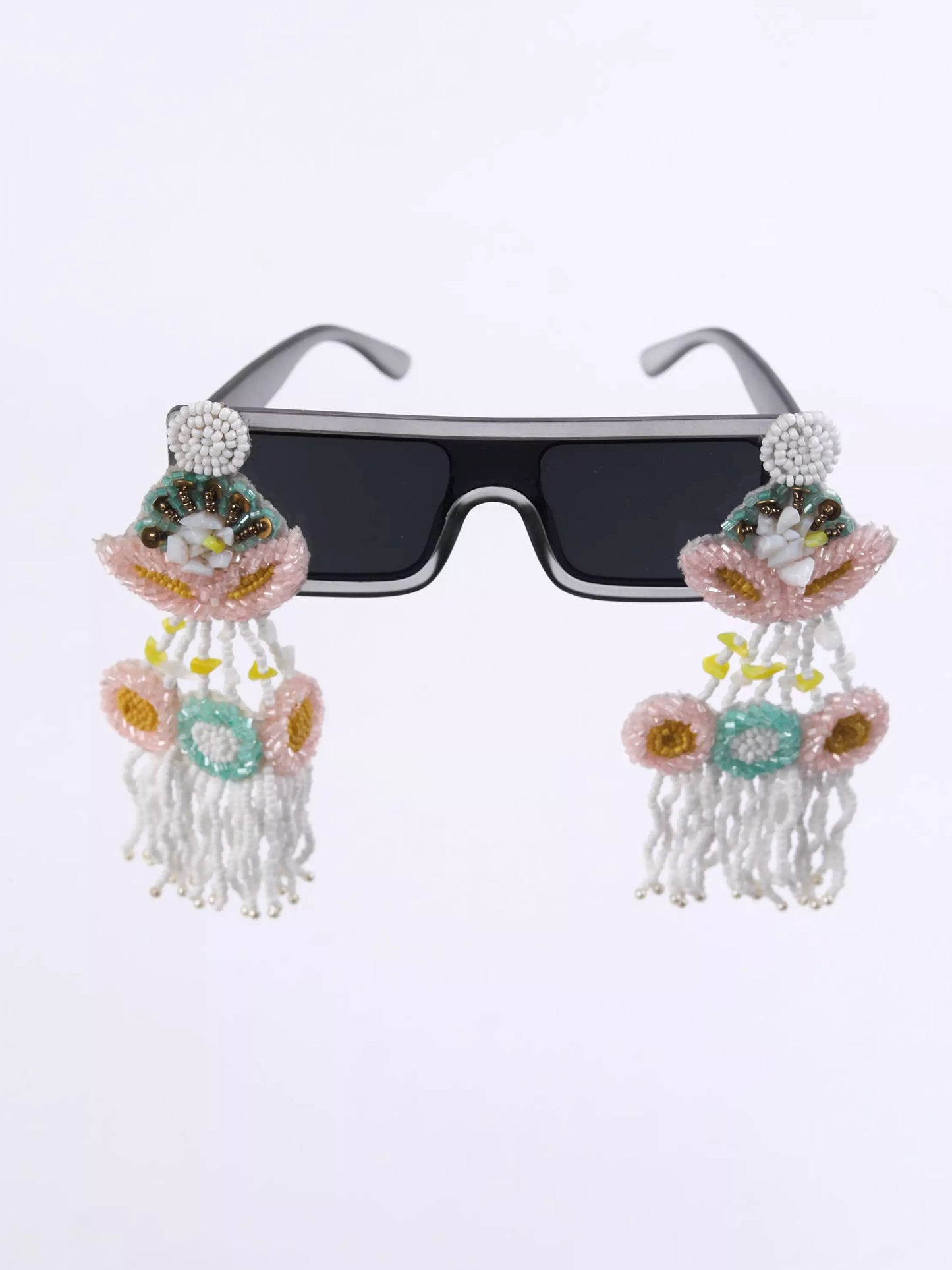 Xago Garden Sunglasses | Hand-Beaded Floral Fringe Statement Shades