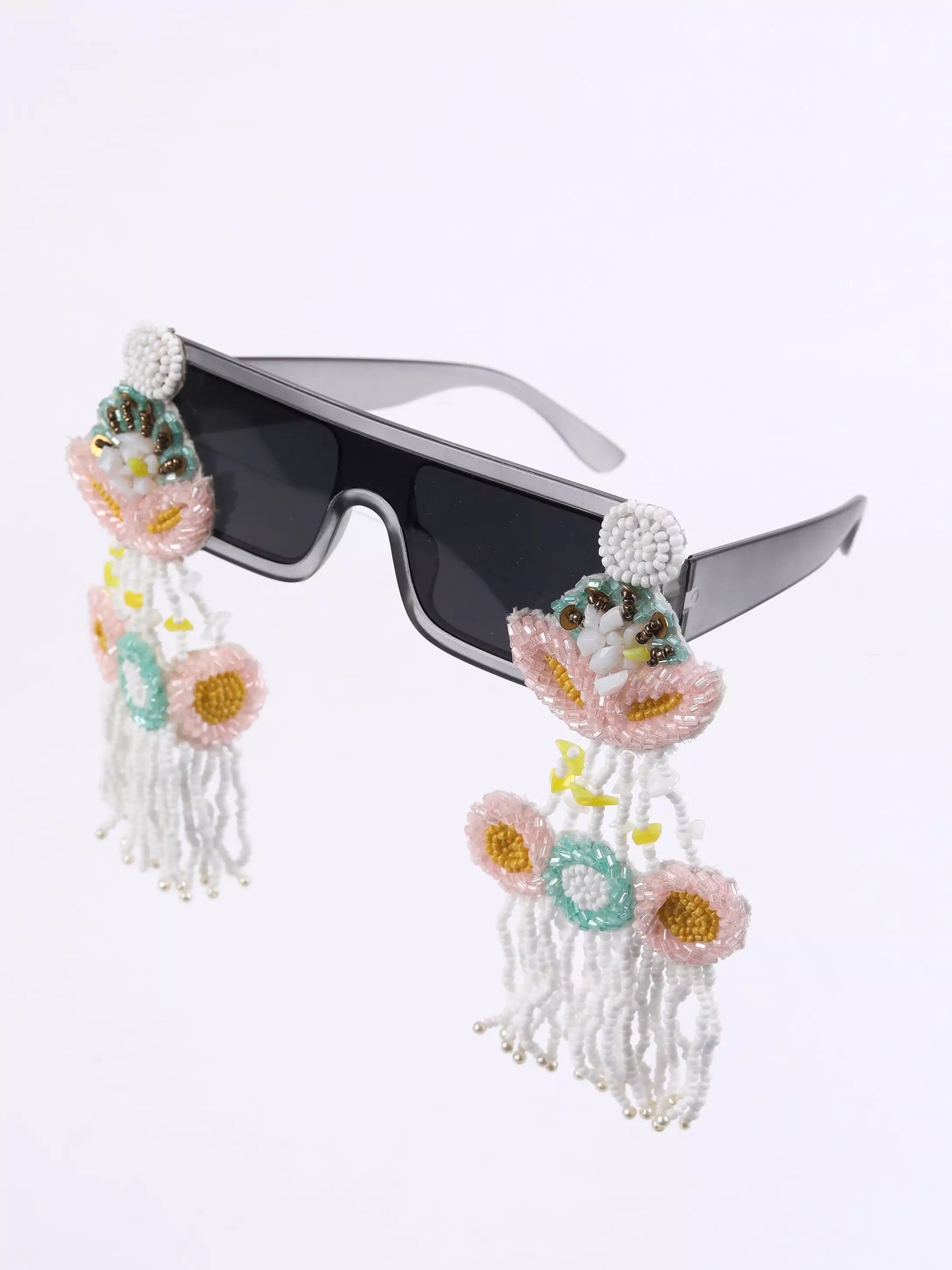 Xago Garden Sunglasses | Hand-Beaded Floral Fringe Statement Shades