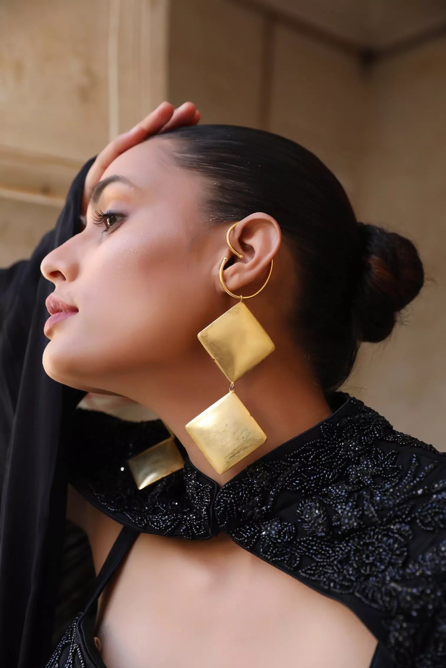 Xago Lustrous Love Earcuffs in 22K Gold Finish | Sculptural Statement Earrings