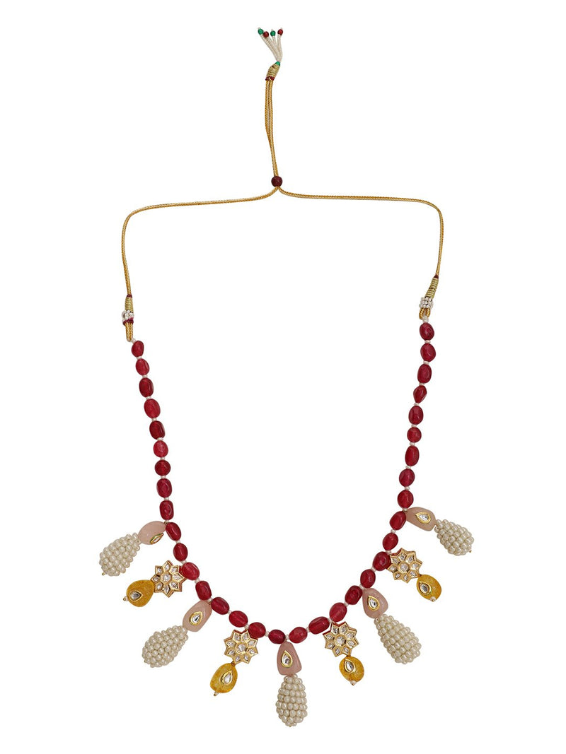 LE CHRYSES PEARL BEADS &KUNDAN NECKLACE jewellery in 24K gold plating | XAGO Luxe
