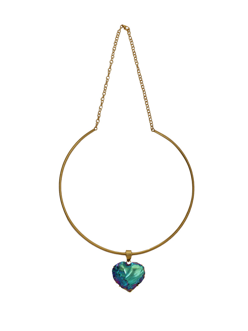 LE KANN GOLD PLATED STONE STUDDED HEART SHAPED  PENDANT jewellery in 24K gold plating | XAGO Luxe