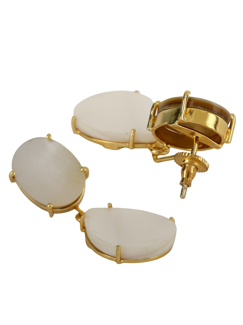 AVANI MOTHER OF PEARL CONVERTIBLE DROP EARRINGS jewellery in 24K gold plating | XAGO Luxe