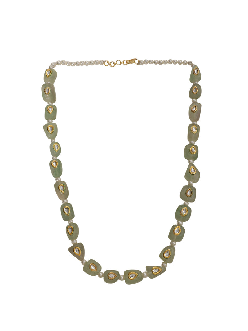 LE ADINA GREEN QUARTZ & KUNDAN NECKLACE jewellery in 24K gold plating | XAGO Luxe
