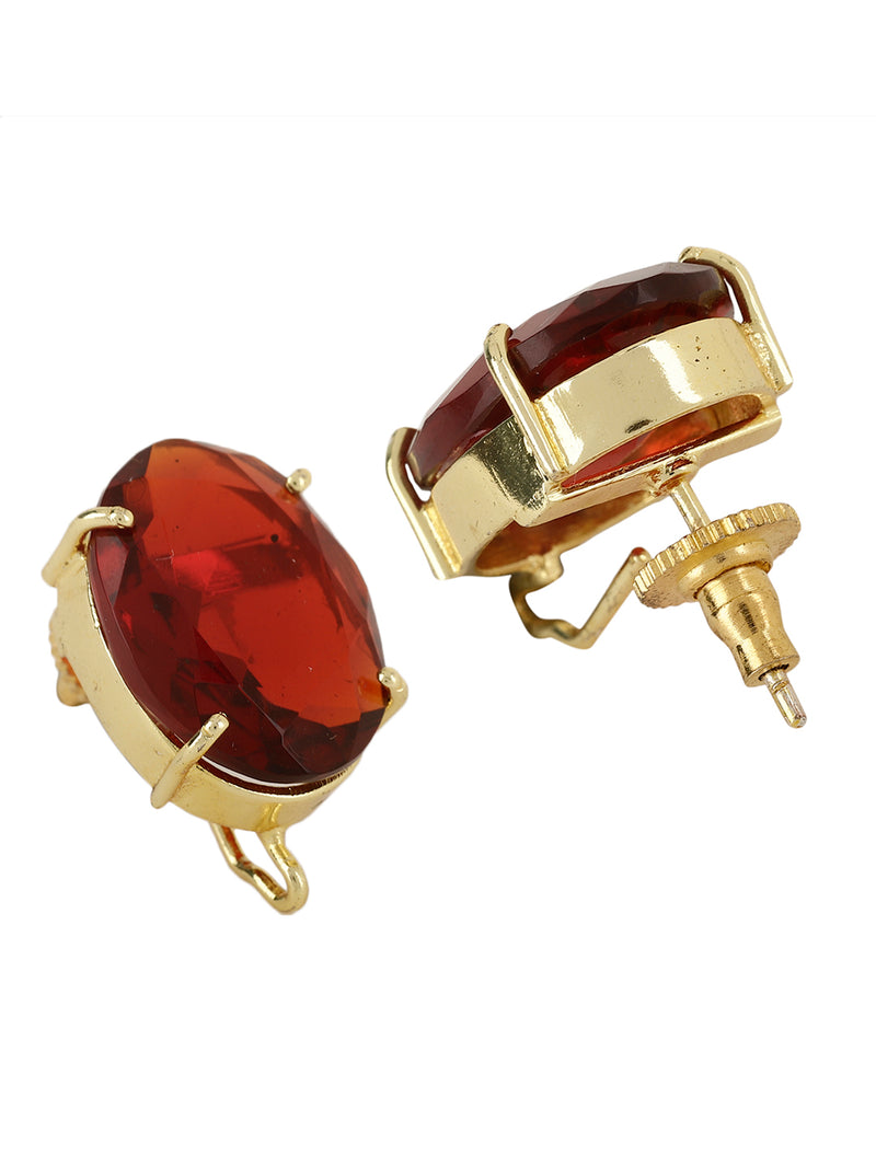 LOCHANA RED ONYX GOLD PLATED STUDS jewellery in 24K gold plating | XAGO Luxe