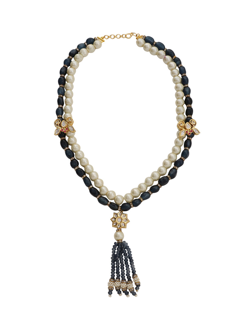 LE BATEL PEARL & KUNDAN NECKLACE jewellery in 24K gold plating | XAGO Luxe