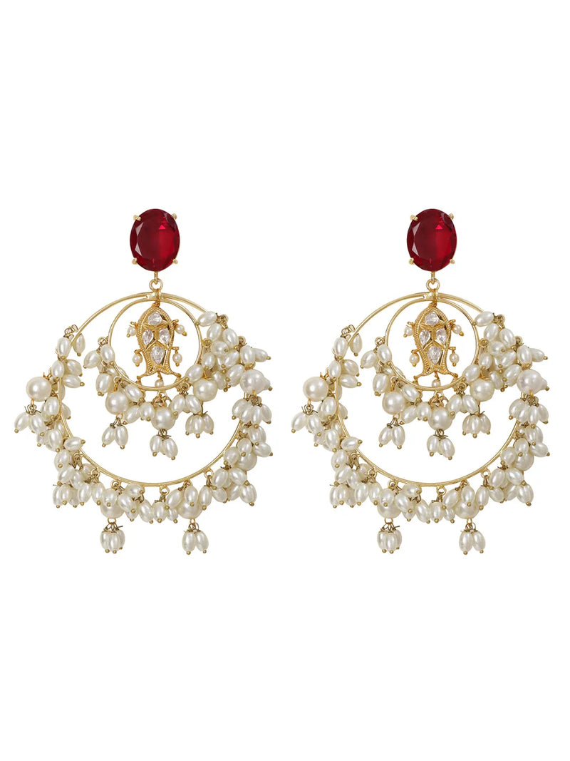 XAGO Le Agapi Pearl & Red Onyx Hoop Earrings