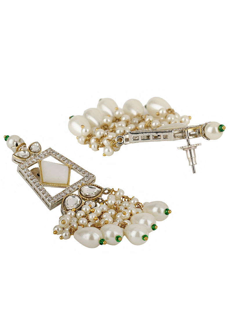JENA POLKI AND PEARL DROP EARRINGS jewellery in 24K gold plating | XAGO Luxe
