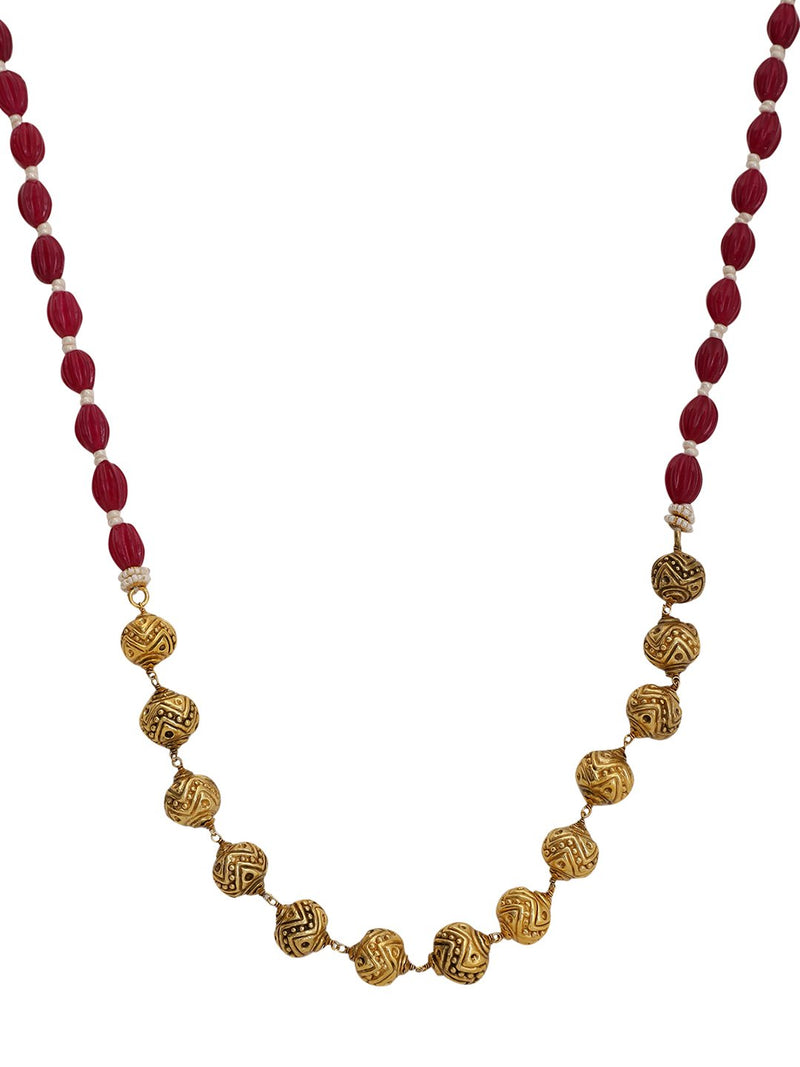LE DAMON GOLD BEADS NECKLACE jewellery in 24K gold plating | XAGO Luxe