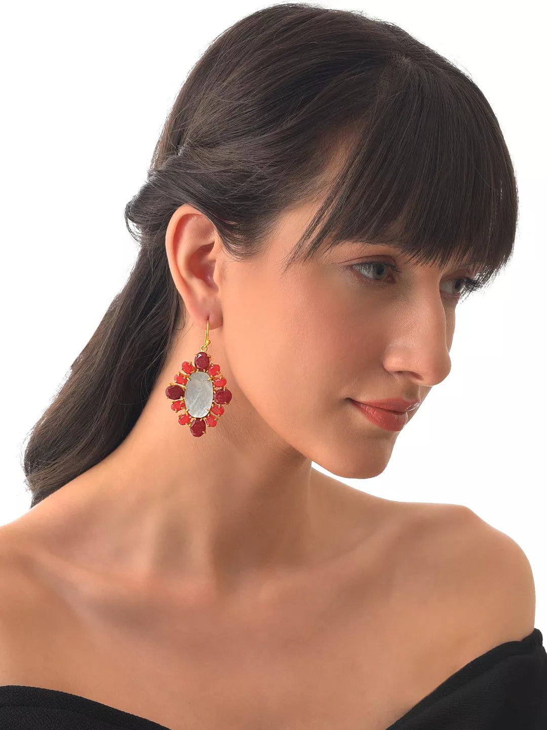XAGO Willa Earrings with Ruby, Coral & Mother of Pearl
