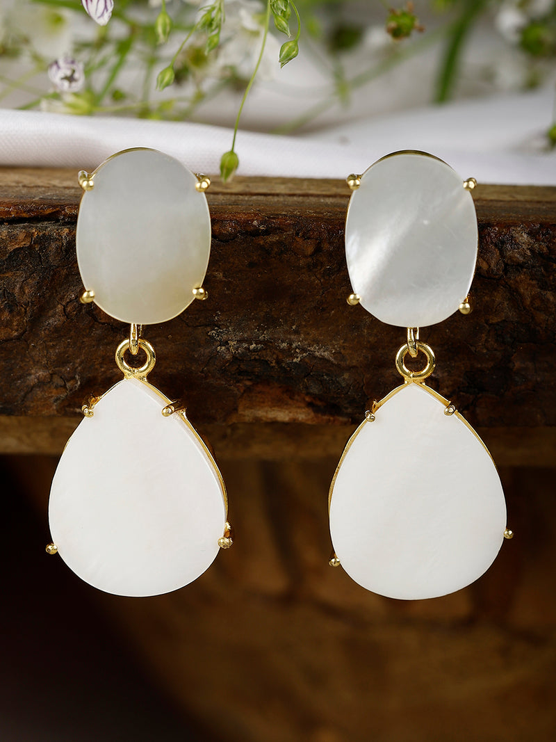 AVANI MOTHER OF PEARL CONVERTIBLE DROP EARRINGS jewellery in 24K gold plating | XAGO Luxe