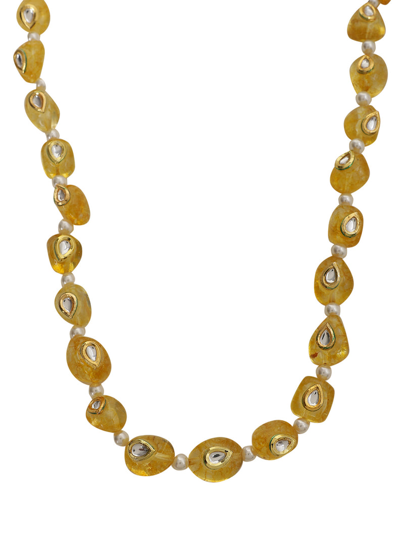 LE KALONICE CITRINE & KUNDAN NECKLACE jewellery in 24K gold plating | XAGO Luxe
