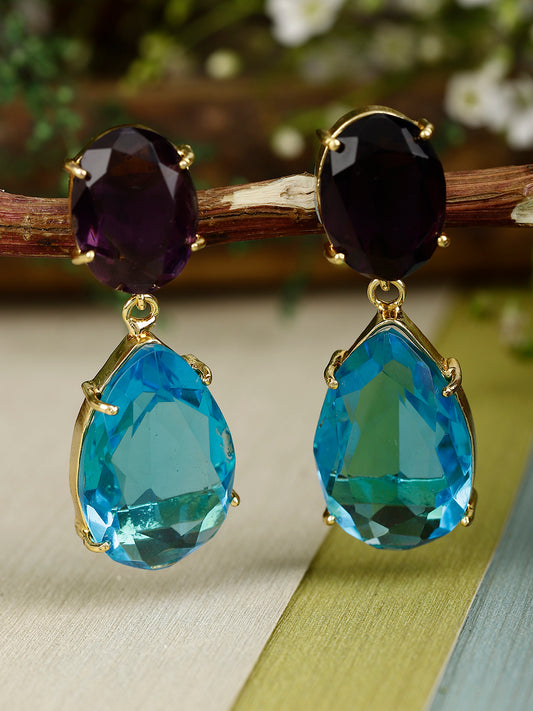 KIRIT PURPLE AND BLUE CONVERTIBLE DROP  EARRINGS