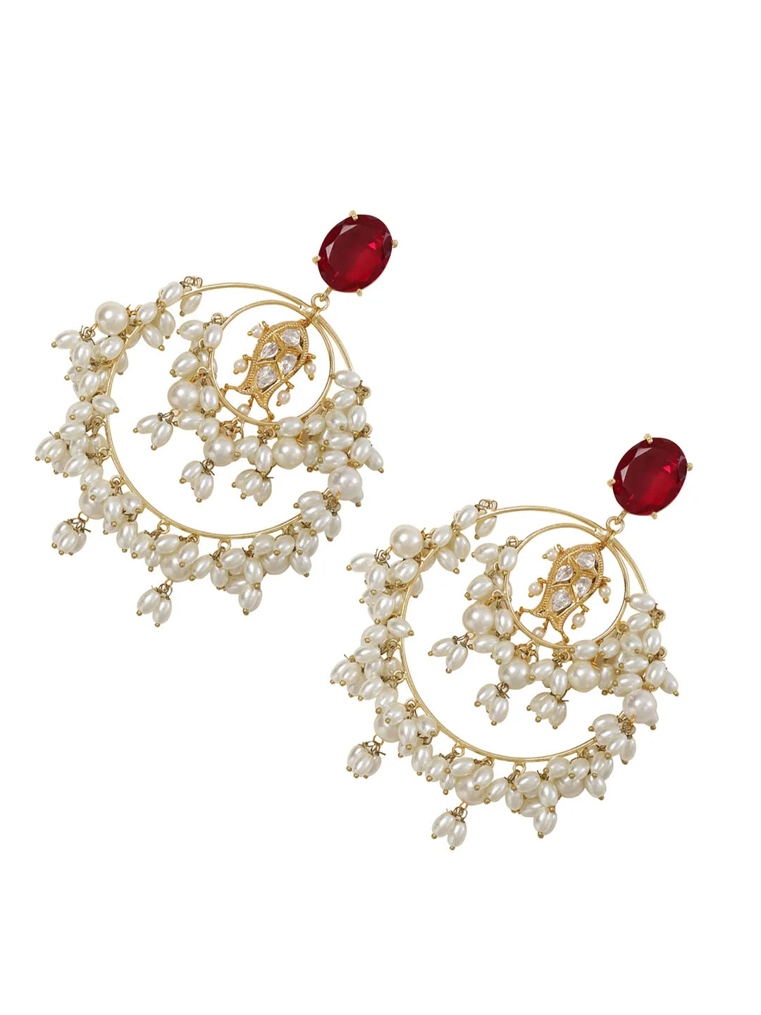 XAGO Le Agapi Pearl & Red Onyx Hoop Earrings