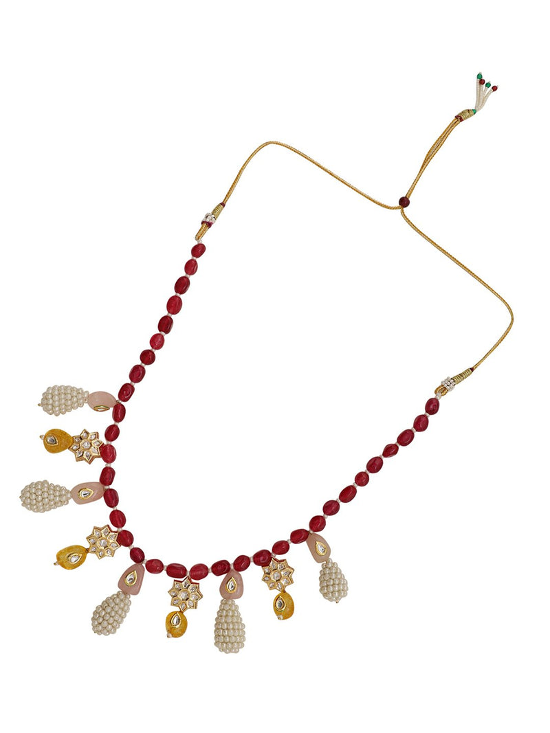 LE CHRYSES PEARL BEADS &KUNDAN NECKLACE jewellery in 24K gold plating | XAGO Luxe