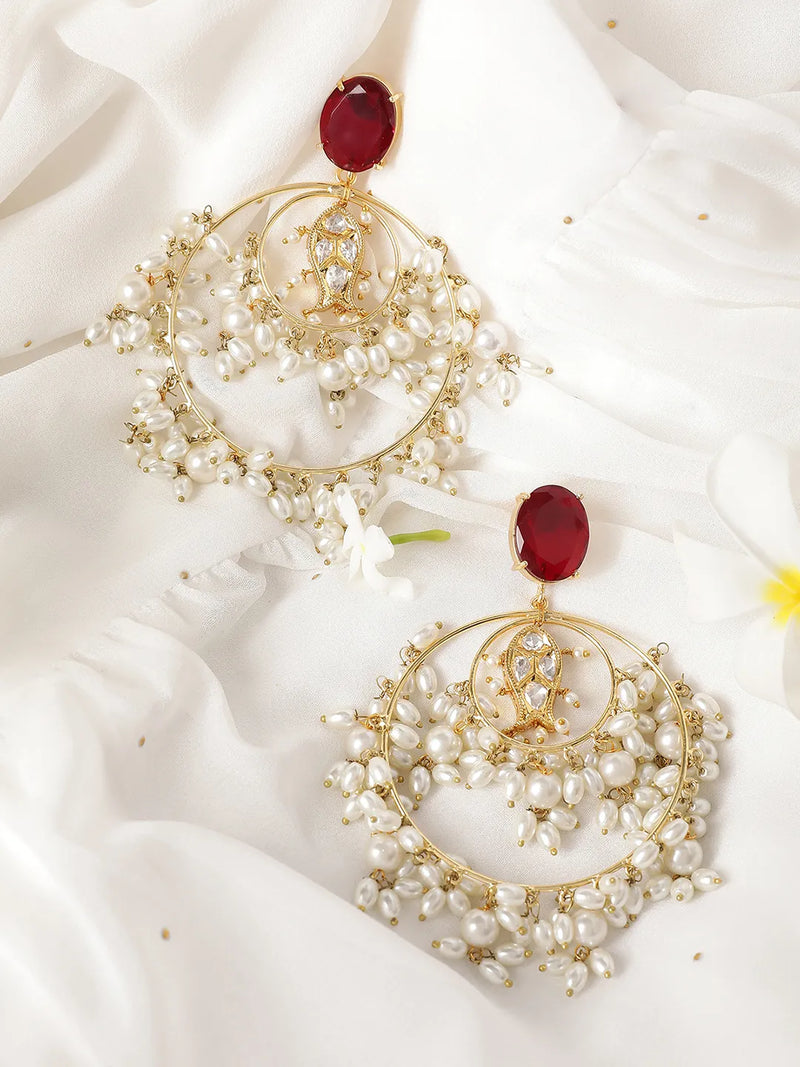 XAGO Le Agapi Pearl & Red Onyx Hoop Earrings