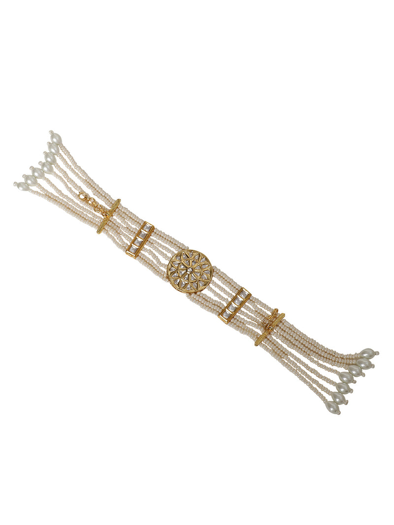 LE ELARA PEARLS & MOISSANITE BRACELET jewellery in 24K gold plating | XAGO Luxe