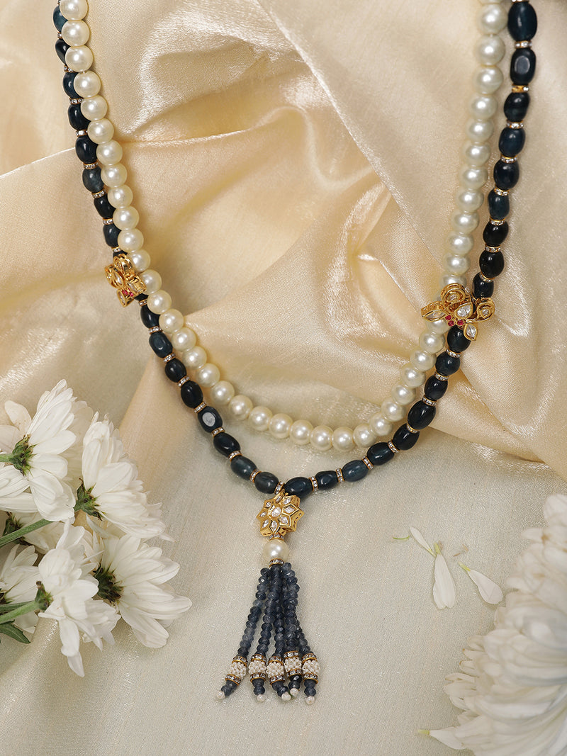 LE BATEL PEARL & KUNDAN NECKLACE jewellery in 24K gold plating | XAGO Luxe