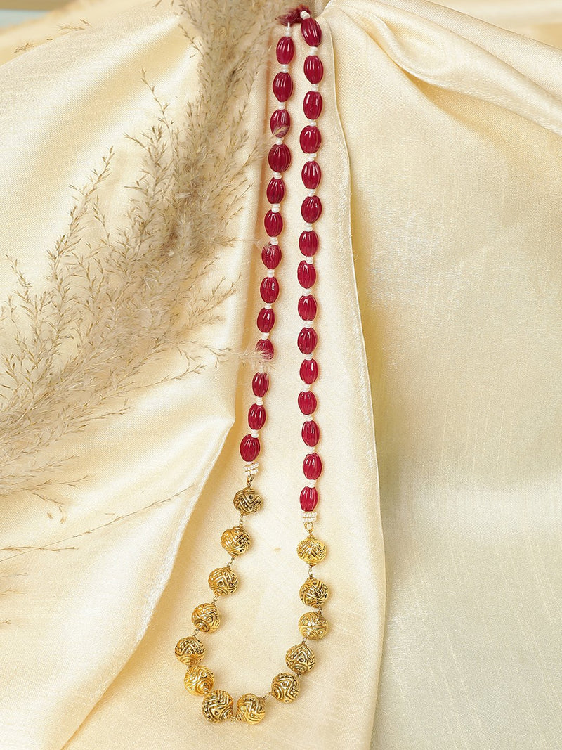 LE DAMON GOLD BEADS NECKLACE jewellery in 24K gold plating | XAGO Luxe
