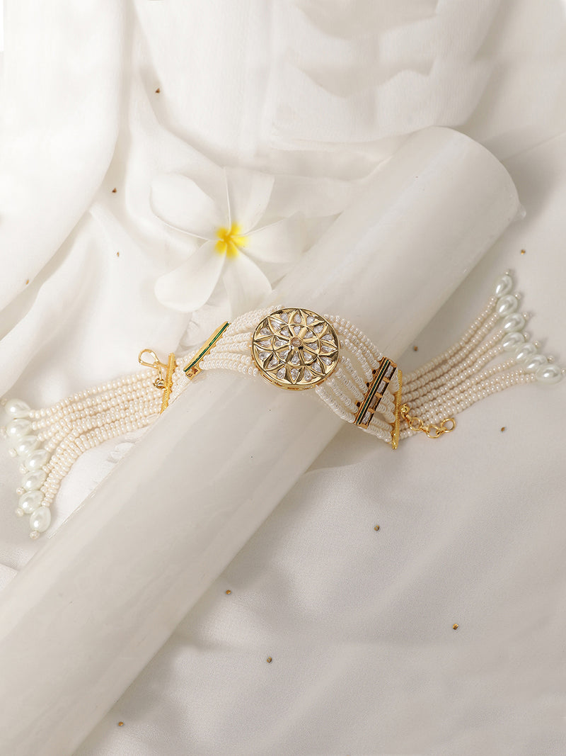LE ELARA PEARLS & MOISSANITE BRACELET jewellery in 24K gold plating | XAGO Luxe