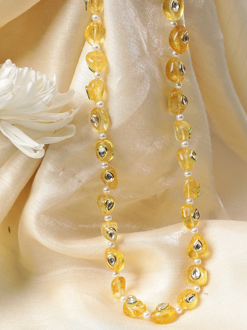LE KALONICE CITRINE & KUNDAN NECKLACE jewellery in 24K gold plating | XAGO Luxe