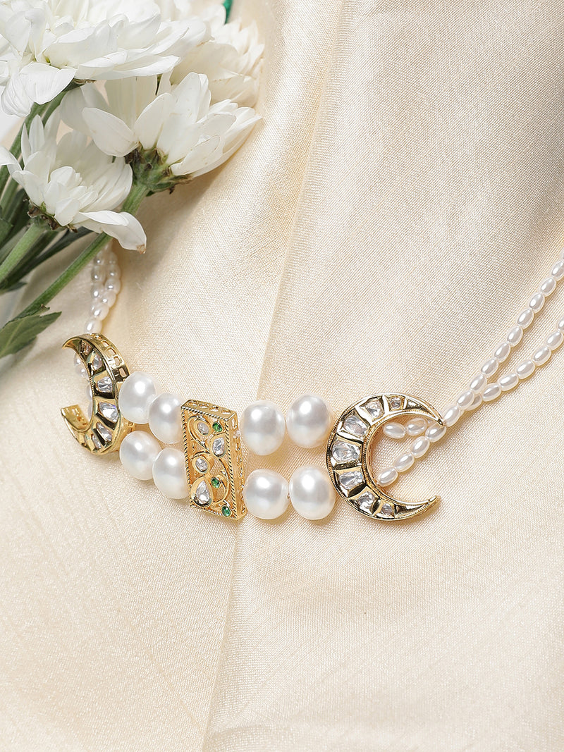 LE SAIRA PEARL & MOISSANITE NECKLACE jewellery in 24K gold plating | XAGO Luxe