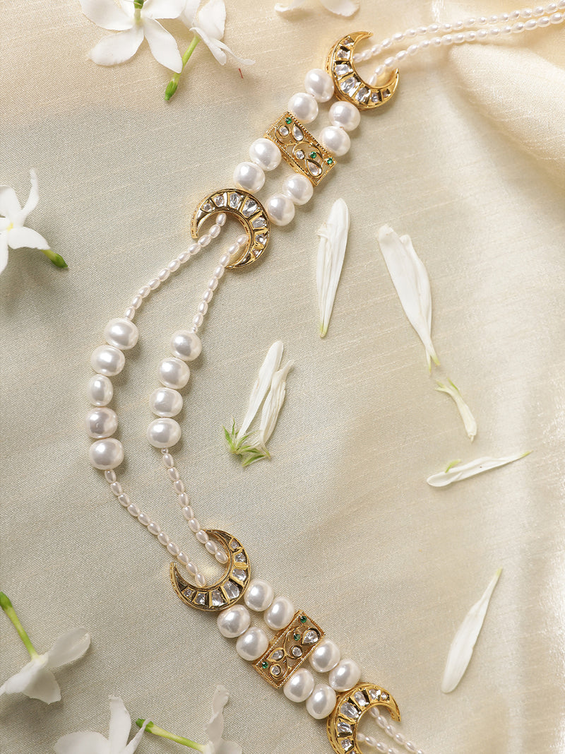 LE MATAO MOISSANITEAND PEARL LONG NECKLACE jewellery in 24K gold plating | XAGO Luxe