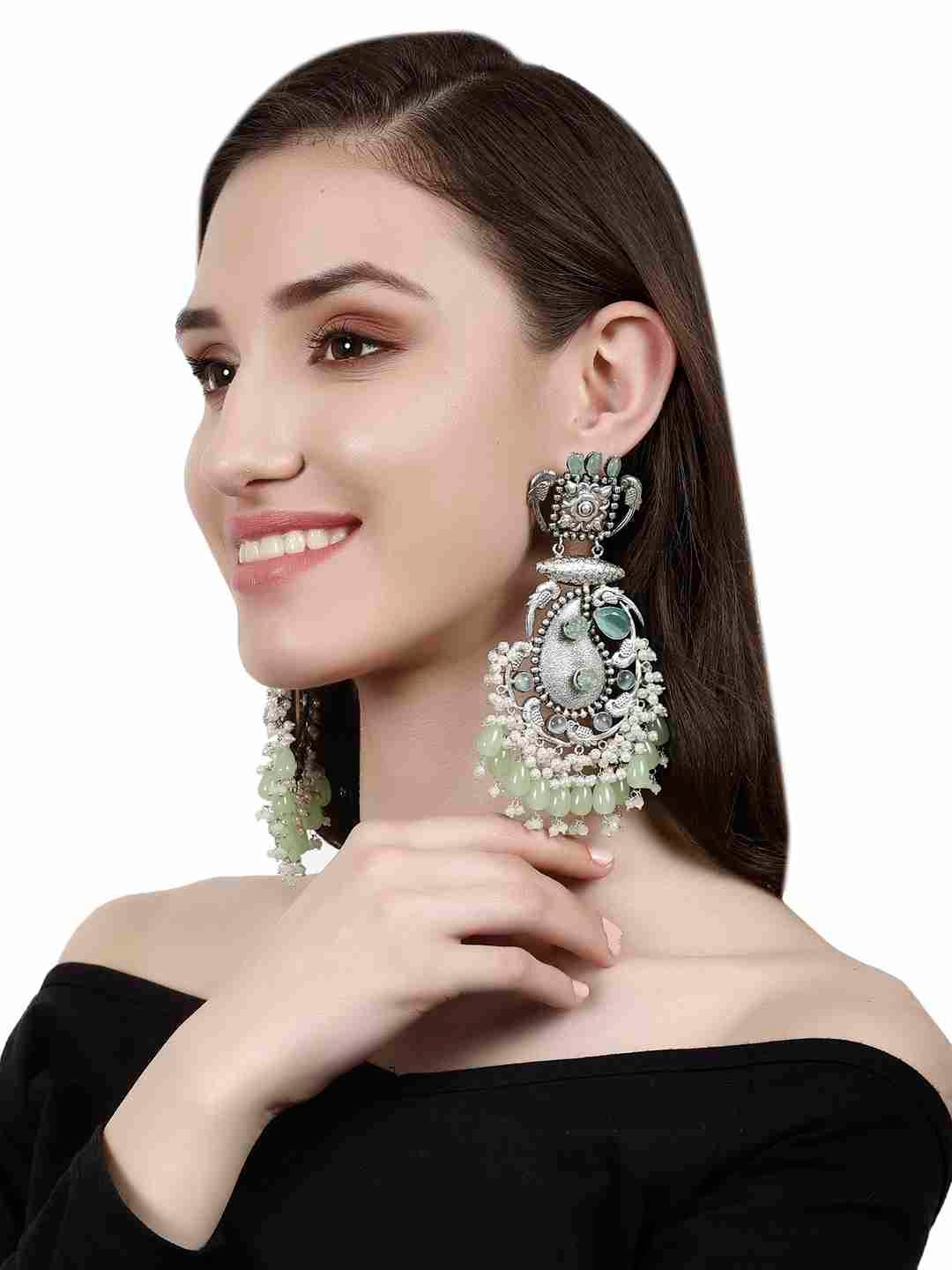 AKOYA SILVER PLATED DANGLER EARRINGS jewellery in 24K gold plating | XAGO Luxe