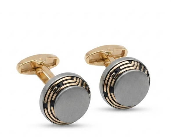 Aureon Round Duo-Tone Cufflinks