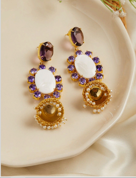 LE MAYA PURPLE & AMETHYST CONVERT EARRING jewellery in 24K gold plating | XAGO Luxe
