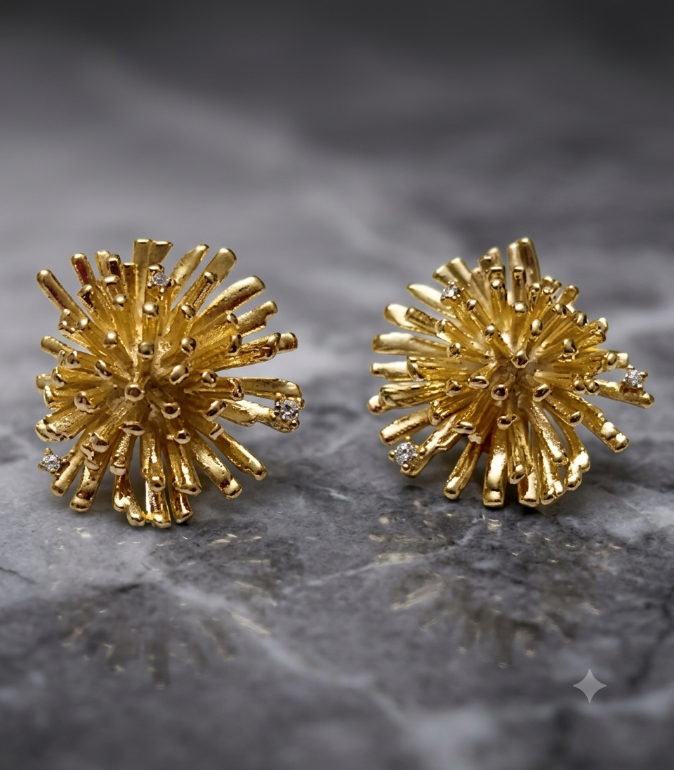 Contemporary Gold Plated Firework Burst Stud Earrings | XAGO Luxe