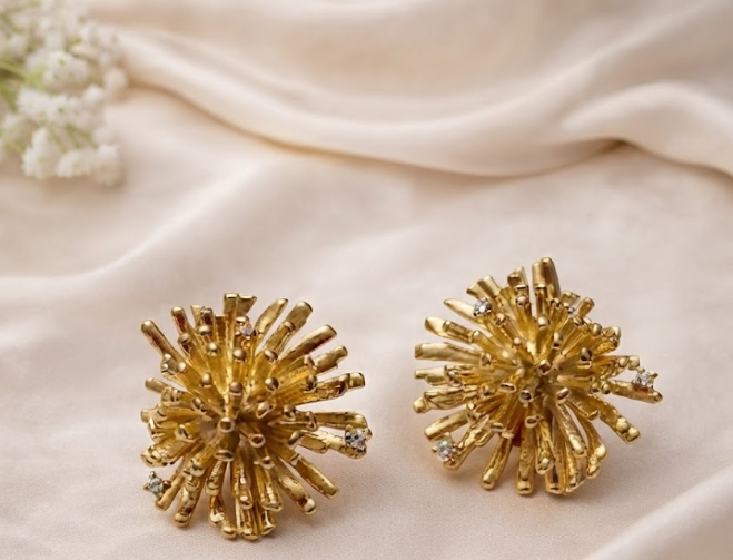 Contemporary Gold Plated Firework Burst Stud Earrings | XAGO Luxe